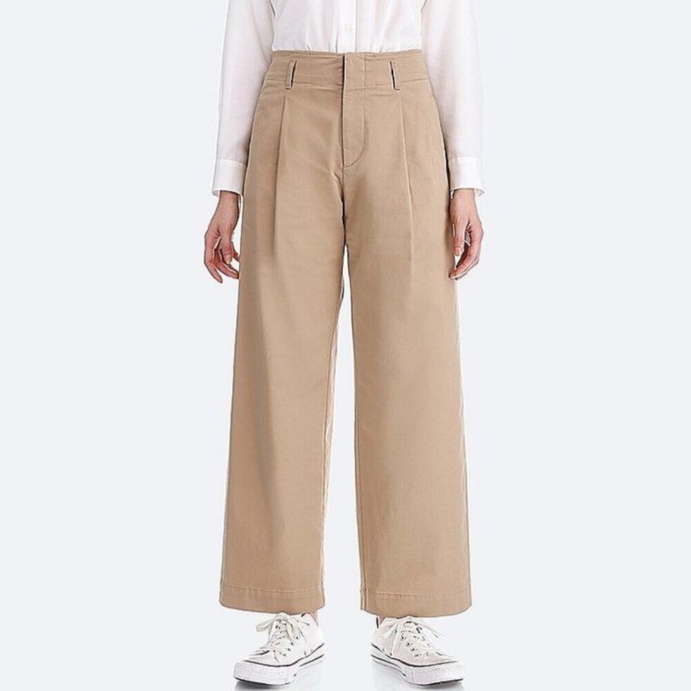 Uniqlo high waist chino wide leg pants